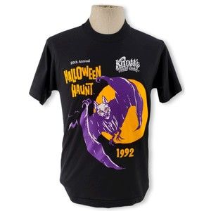 Vintage 1992 Knotts Scary Farm 20th Annual Halloween Haunt Black T Shirt Size M